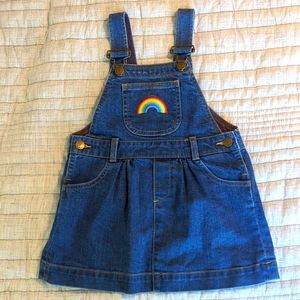 Dotty Dungarees denim rainbow pinafore dress